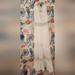Elegant White Lace Maxi Dress Non Smoking Home Nwot